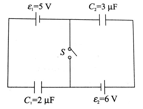 Two capacitors `C_(1) and C_(2)` are connected with two batteries of ...