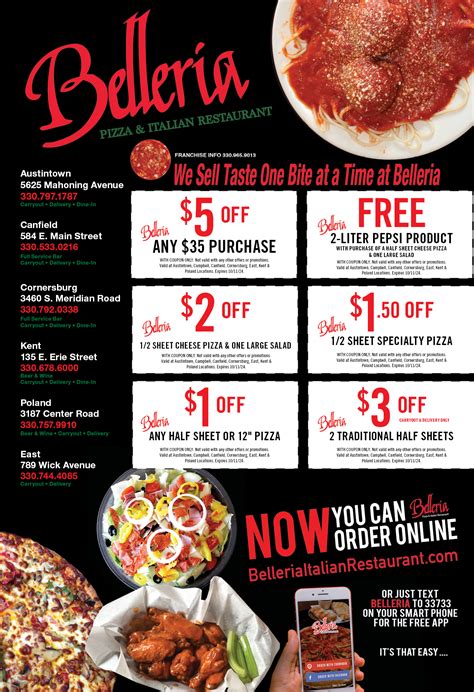 Belleria Pizza & Italian Restaurant Coupons & Deals | Youngstown, OH