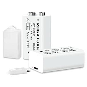 Micro USB 9V Rechargeable Battery, Pack of 2, 800 mAh, 006P Type, 6F22 ...