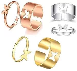 Butterfly Vintage Punk Style Out Finger Joint Ring Hollow Couple Rings ...