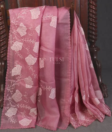 Buy Pink Kora Organza Embroidery Saree T564344