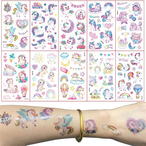 Buy MAYCREATE® 10 Sheet Tattoo Sticker for Kids Glittering Tattoo ...
