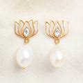Buy Pearl Drop Gold Plated Lotus Earrings Online - Unniyarcha – Unniyarcha