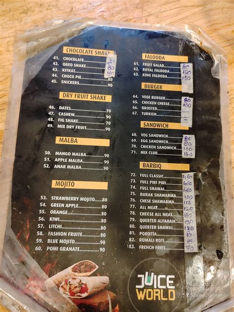 Menu at JUICE WORLD, Edappal