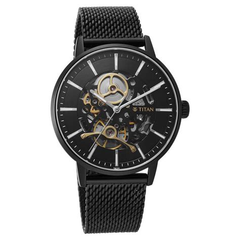 Buy Online Titan Mechanical Slimline Black Dial Watch for Men ...