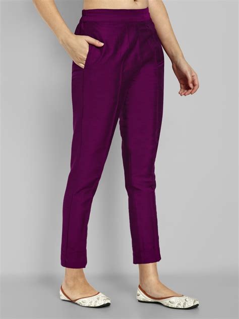 Purple Cotton Silk Pants with Pockets – Mera Rang
