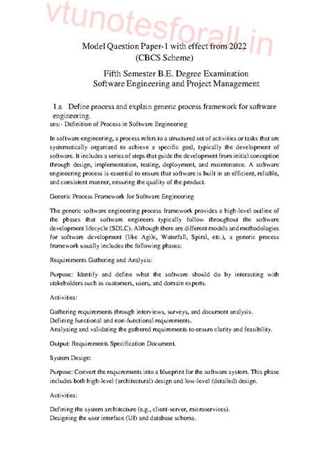 BCS501 Model Question Paper Solutions for Software Engineering and ...