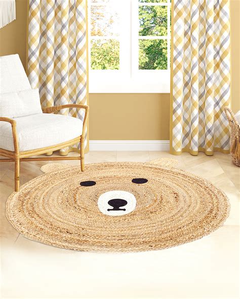 Jute Round Floor Mats | Jute Carpet for Living Room | Teddy Bear Rug ...
