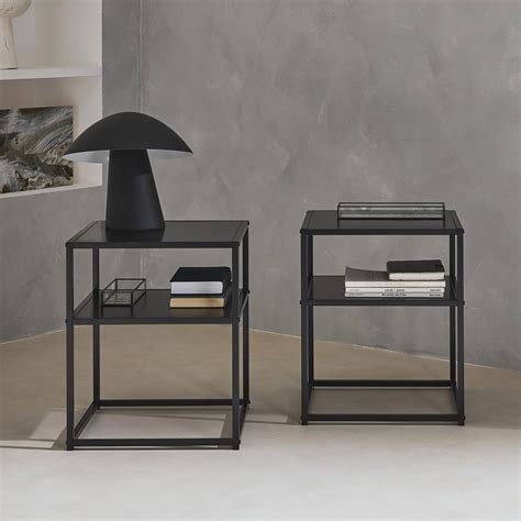 Black Metal Bed Side Table