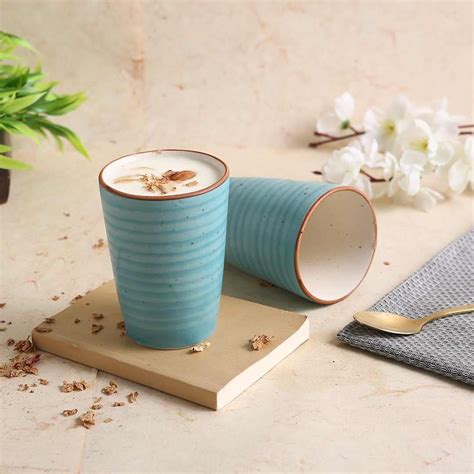 Buy Wonderchef Teramo Stoneware Lassi Tumbler - Blue, Set of 2 Online ...