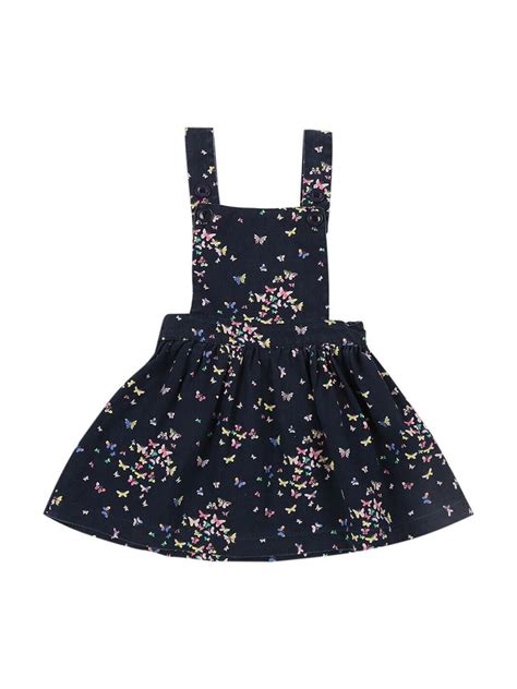 MeeMee Girls Floral Printed Cotton Pinafore Dress