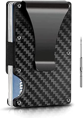 Buy AMERTEER Carbon Fiber Minimalist Metal Wallets Rfid Blocking Credit ...