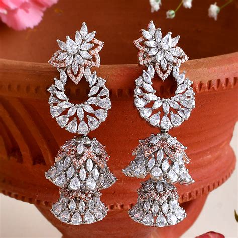 Sparkling Elegance Cluster Setting CZ Drop Earrings – VOYLLA