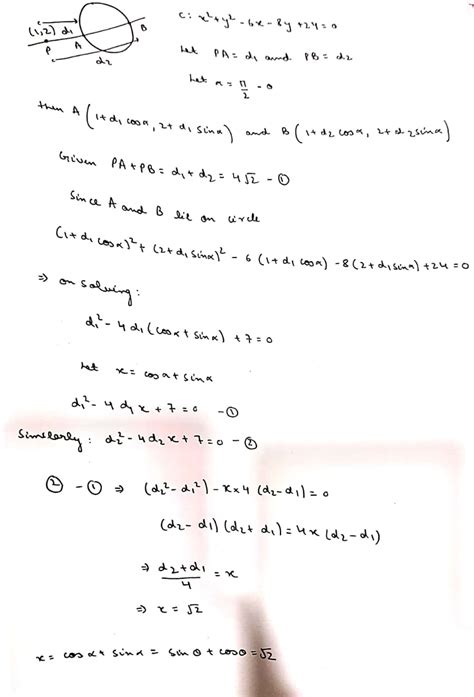 A line passing through P(1 , 2) inclined at an angle theta with ...