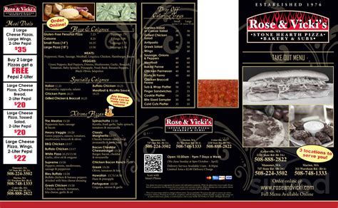 Menu for Rose & Vicki's in Cedarville - Plymouth, MA | Sirved