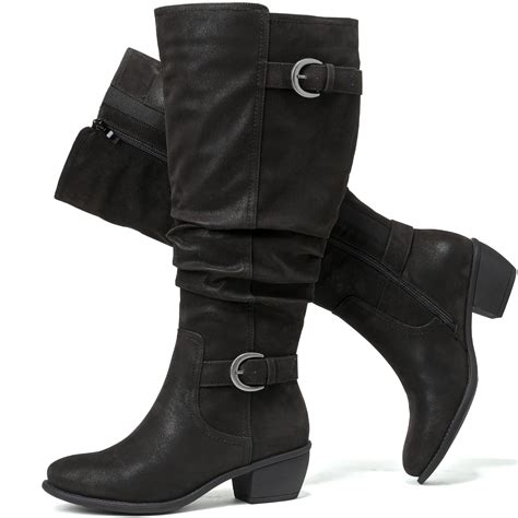 Luoika Women's Extra Wide Calf Knee High Boots, Wide Width Slouchy Knee ...