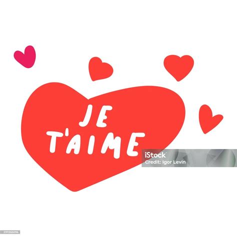 Red Heart Phrase Je Taime Its Mean I Love You On French Valentine Card ...