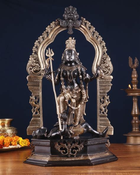 Brass Handcrafted Goddess bhadra Kali Statue - 22" Black edition ...