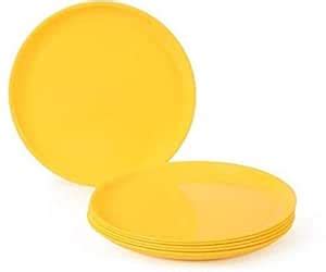 Buy Lyallpur Stores Microsafe Plastic Quarter Plates Set of 6 (Yellow ...