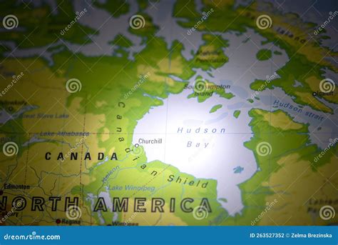 Hudson Bay In Focus On A Tilted World Map. Royalty-Free Stock Image ...