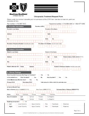 Fillable Online Chiropractic: Treatment Request Form - BlueCross ...