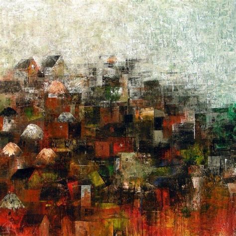 "My Village": Red Acrylic Painting (24x24) by M Singh – ArtZolo.com