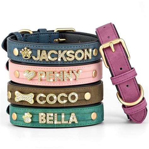 Custom Leather Dog Collar Personalized Dogs Name Collars Bling - Etsy ...