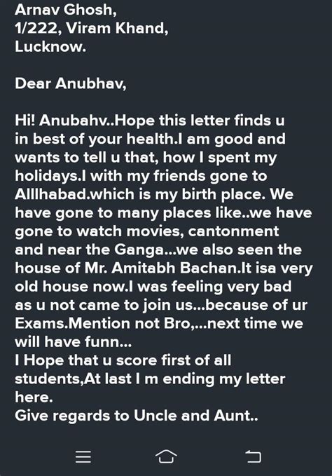 write a letter to your friend telling him /her how you are enjoying ...