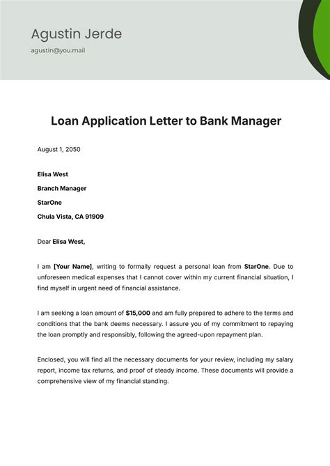 Free Loan Application Letter Templates, Editable and Printable