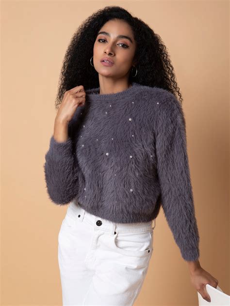 SHOWOFF Women's Solid Grey Cardigan
