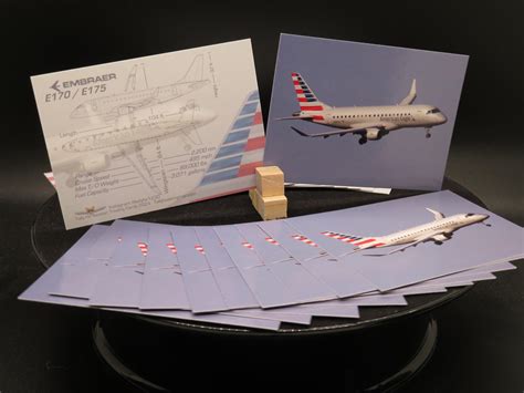 American Eagle ERJ 170 / 175 Set of 25 Aviation Airplane Trading Cards ...