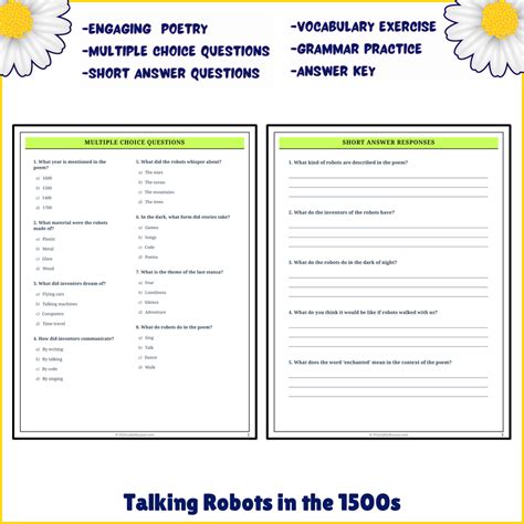 Talking Robots in the 1500s | Poem Grammar Worksheet Printable Activit ...
