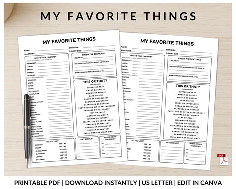 Favorite Things Survey Questions