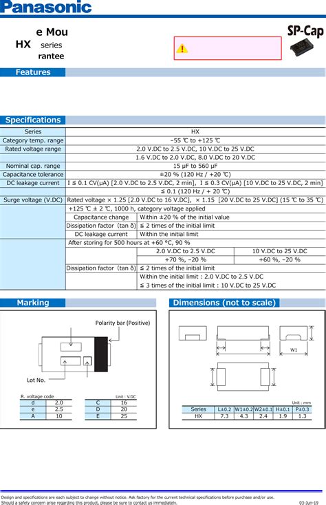 HX Series, SP-Cap by Panasonic Electronic Components Datasheet | DigiKey