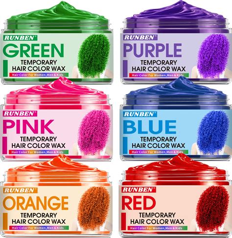 Amazon.com : 6 Pack Temporary Hair Color Wax,Natural Hair Wax Color ...