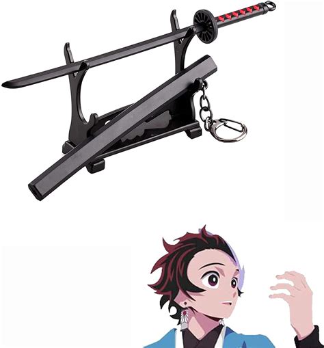 Buy 6.7''Metal Model Katana Demon Slayer and Scabbard Keychain,Mini ...