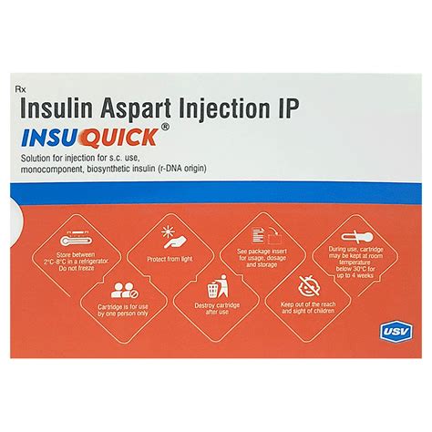 Insuquick 100U/ml Cartridge Injection 3 ml | Uses, Side Effects, Price ...