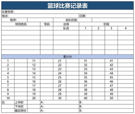 篮球比赛记录表电子版excel格式下载-华军软件园