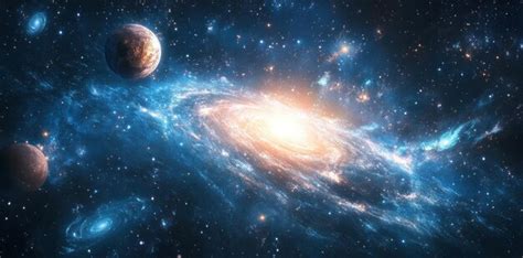 A cosmic spiral galaxy with planets and stars in deep space | Premium ...