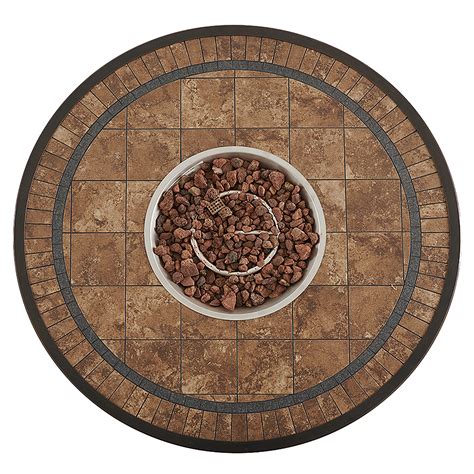 Black Gold Cast Aluminum and Porcelain Tile Top 48 in. D LP Fire Pit ...