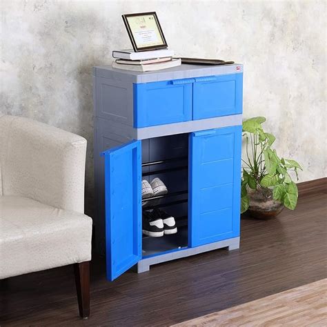 Cello Novelty Dual Plastic Shoe Rack, Blue & Grey | Shoe Storage ...