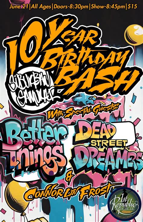 Suburban Samurais 10 Year Bday Bash! w/ Better Things / Dead Street ...