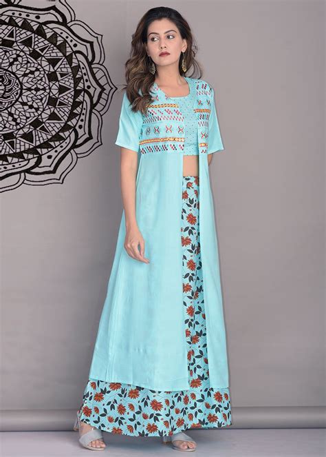 Get Monotone Crop Top & Floral Printed Skirt With Jacket Set at ₹ 1099 ...