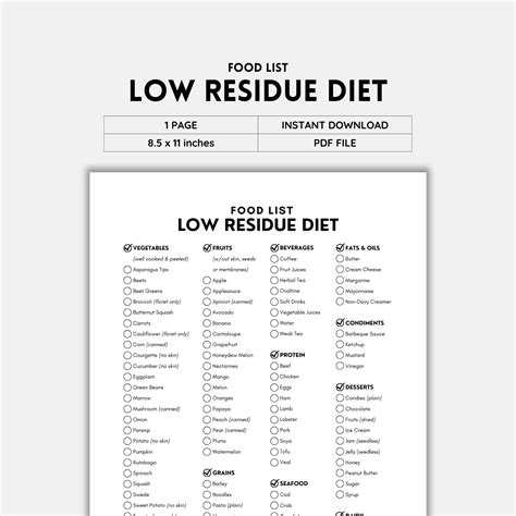 Printable Low Residue Diet Food List - astra.edu.pl