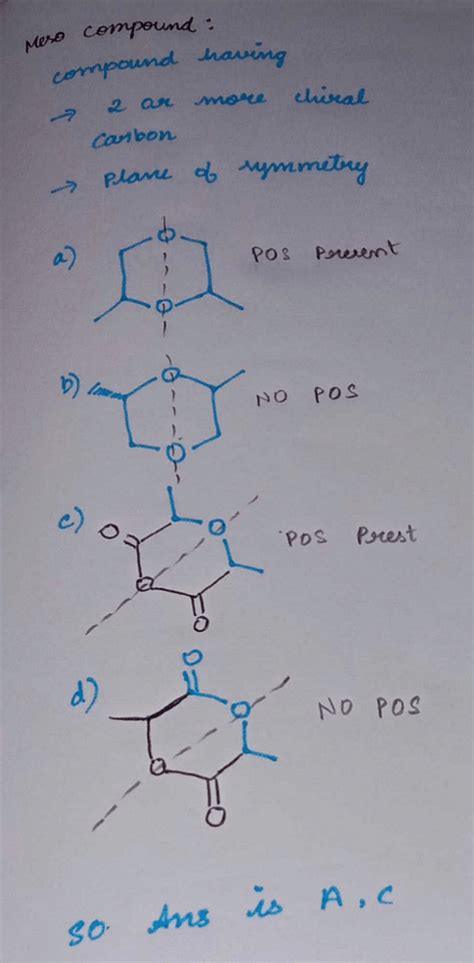 Identify which of the structures below are meso structures:a)b)c)d ...