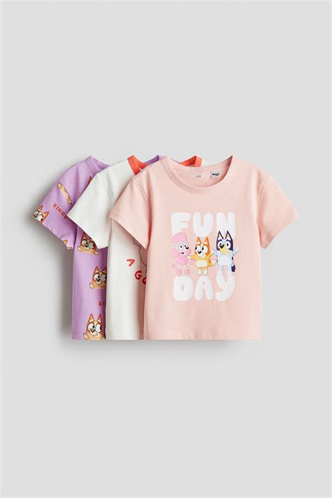 Peach/Bluey 3-pack printed jersey tops for kids | H&M IN
