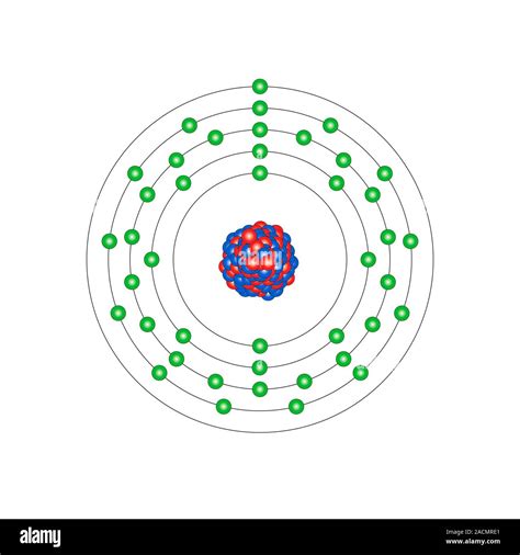 Molybdenum (Mo). Diagram of the nuclear composition and electron ...