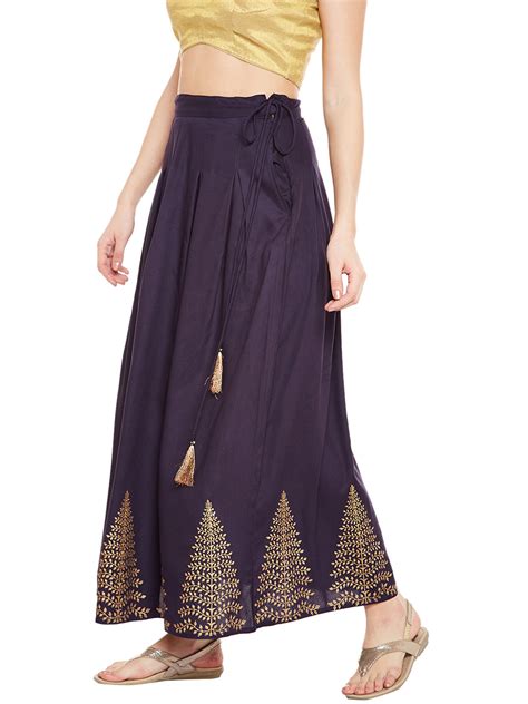 Navy Blue Block Printed Skirt – BITTERLIME