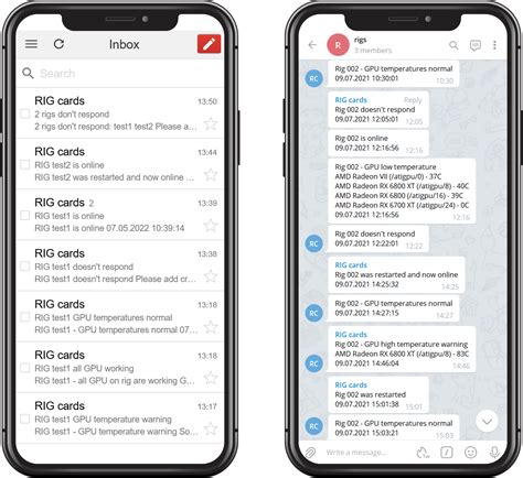 RIG cards — rig and miners monitoring with notifications