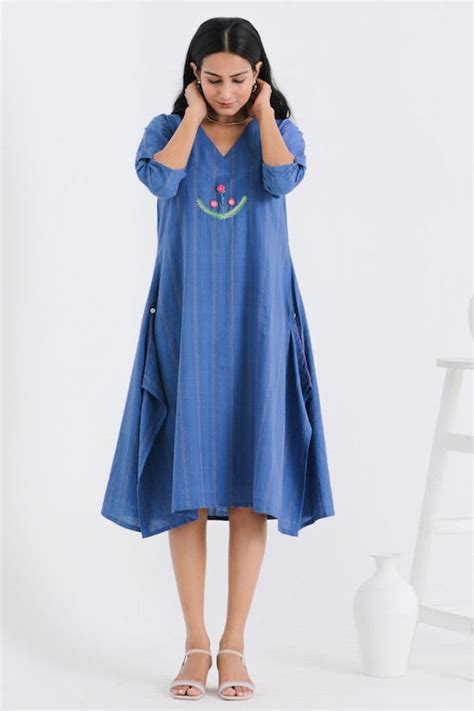 Bebaak Ira Asymmetrical Pure Cotton Hand Embroidered Dress – Okhaistore